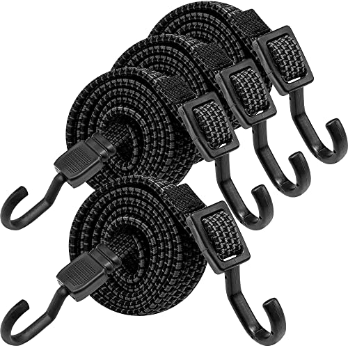 Bungee Cords with Hooks Heavy Duty (60 Inch / 4pcs Black)
