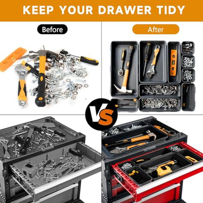 Tool Box Organizer Tray (Black: 60 PCS)
