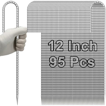 Rebar-Stakes-12-Inch J Hook Galvanized Garden Tent Stakes Heavy Duty (J-12 Inch-95 Pcs / J-12 Inch-Φ1/4"-Galvanized)