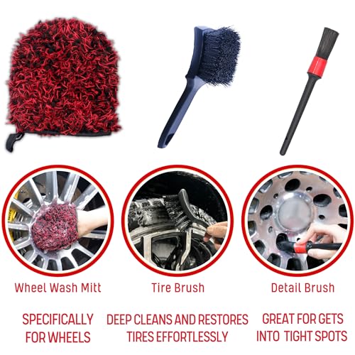 Microfiber Wheel Brush Kit (5-Pack / Red/Black)