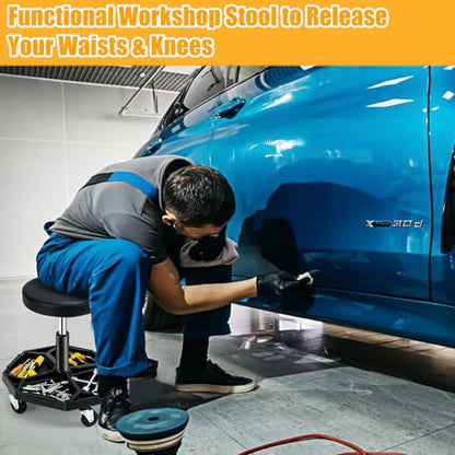Adjustable Mechanic Rolling Stool (Black)