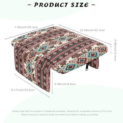Aztec Brown Cow Print Car Center Console Cushion Cover Comfortable Armrest Seat Box Lid with Organizer Pockets Anti (Aztec Brown Cow Print)