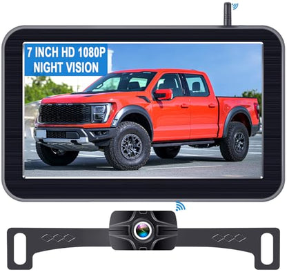HD 1080P 7 Inch Wireless Backup Camera for Truck (7'' + License Plate Camera)