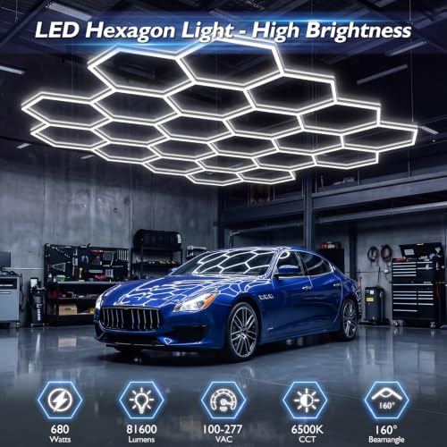 Hexagon Garage Lights 22 Girds (22-Girds / Non-Dimmable)