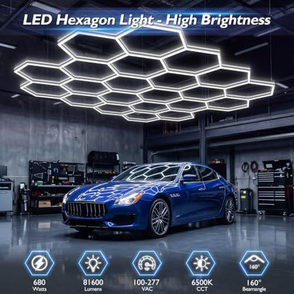 Hexagon Garage Lights 22 Girds (22-Girds / Non-Dimmable)