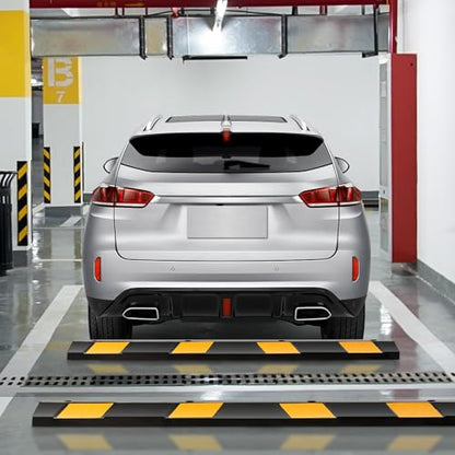72" Rubber Parking Curb with Yellow Reflective Stripes