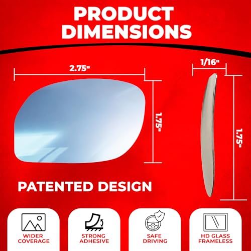 Blind Spot Mirror Fits All Car Side Mirrors (Rounded Oval / Pack of 2)