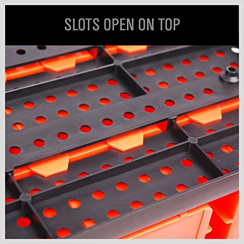 Wall Mounted Storage Bins Parts Rack 30PC Organizer Garage Plastic Shop Tool for Men's Gift (Orange-Blue-Red / 30-Piece Bins Parts Rack)