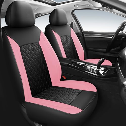 Faux Leather Front Car Seat Covers (N1 Black Pink / Front Seat)
