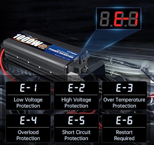 1000W Pure Sine Wave Inverter 12V to 110 (Black)