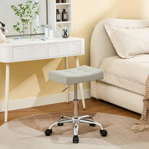 Swivel Saddle Stool with Wheels (Grey)