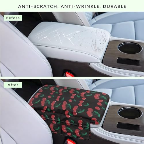 Cherry Black Car Center Console Cover Universal Armrest Box Protector Scratch Resistant Wear (Cherry Black)
