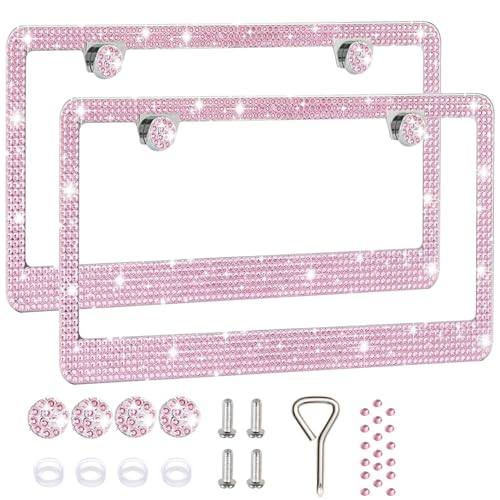 2 Pack License Plate Frames for Women (Pink (2PCS))