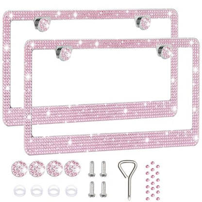 2 Pack License Plate Frames for Women (Pink (2PCS))