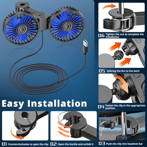 Car Fan for Backseat (Blue)