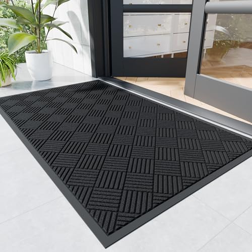Durable Indoor Outdoor Door Mat (2' x 6' (Rectangular) / Black-diamond)