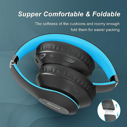 Wireless Bluetooth Headphones Over Ear V6.0 HiFi Stereo with Mic (Blue)