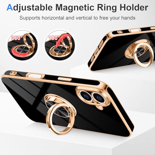 Designed for iPhone 16 Case with Ring Stand Slim Black (Black / 6.1'' iPhone 16)