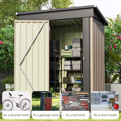 5x3 FT Outdoor Storage Shed (Brown / 5x3 FT)
