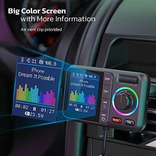 Bluetooth Car Adapter with Large Color Screen (Black)