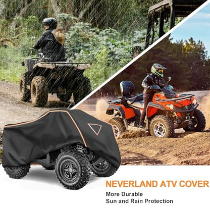ATV Cover 420D Waterproof Heavy Duty 4 Wheeler Cover for Honda XL (Black & Orange / XL-82.7''L x 47.2''W x 45.2''H)