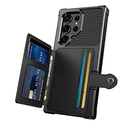 for Samsung Galaxy S22 Ultra Case with Card Holder (Black / Samsung Galaxy S22 Ultra)