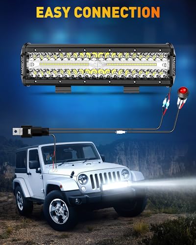 12 Inch LED Light Bar with Wiring Harness (White)