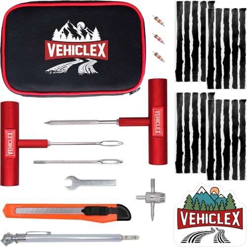 Tubeless Tire Repair Kit with Aluminum T Handle Tools (Compact kit)