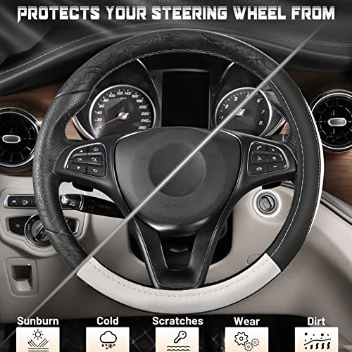 Steering Wheel Cover 14.5 (Standard size[14 1/2''-15''] / Black and White)