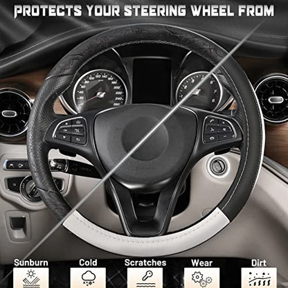 Steering Wheel Cover 14.5 (Standard size[14 1/2''-15''] / Black and White)