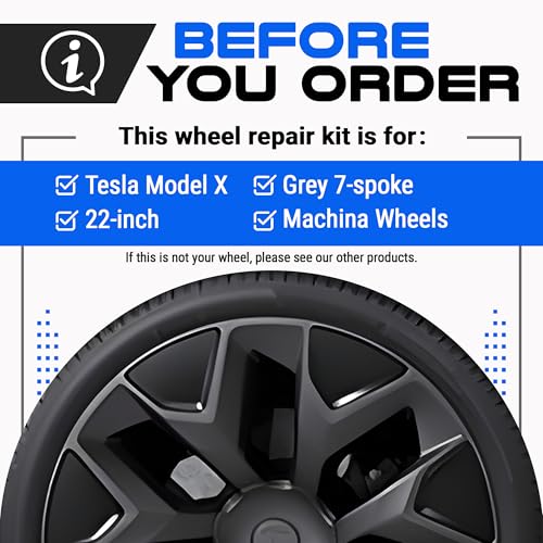 Premium Tesla Wheel Curb Rash Repair Kit for 22" Model X grey Machina wheels (Tesla Model X / 22" Grey Machina)