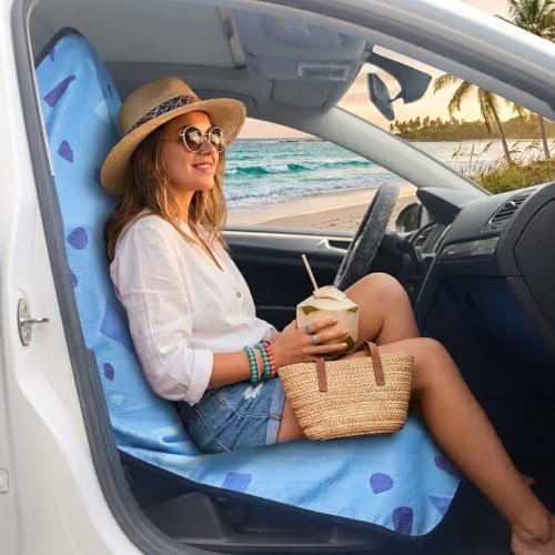 Car Seat Cover Protector Front Seats (2Pcs Front Seat Towel / Blue Marbling)