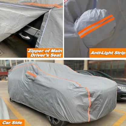 6 Layers PEVA Premium Full Car Cover Fit for SUVs MPV Pickup Sedan hatchback Rain and snow protection (Surrounding reflective strip / SUV-XL ( Fit for SUV 191"- 200" ))