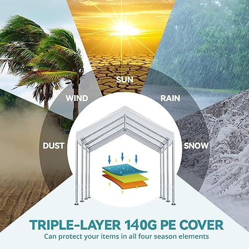 10' x20' Carport Replacement Canopy Cover White (10' x 20' / White)