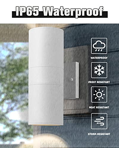 Cylinder Outdoor Wall Sconce Lights (White 2PK)