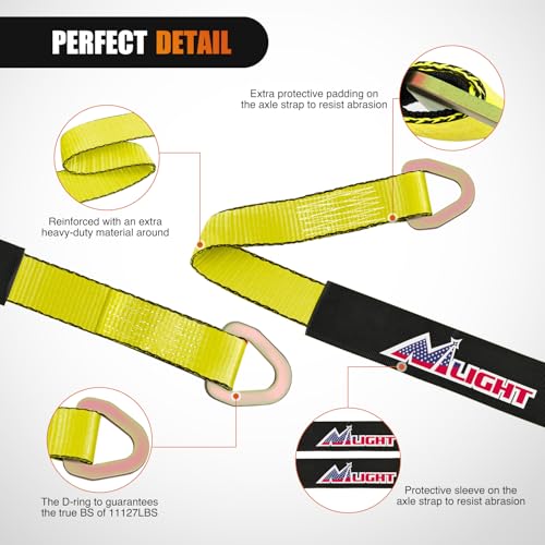 2" x 38" Axle Tie Down Straps with D (4Pcs 2in x 38in Axle Tie Down Straps Yellow)