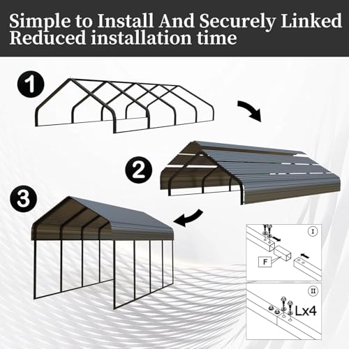 10x20FT Metal Carport Heavy Duty for 1 Cars