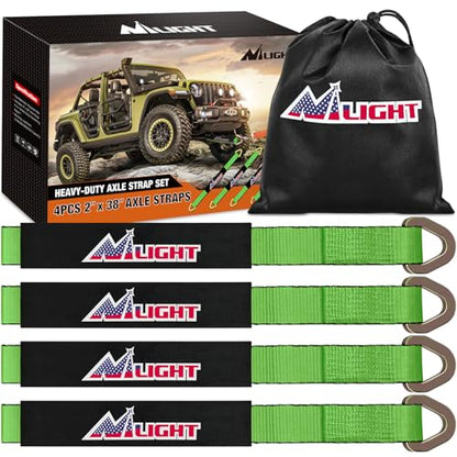 2" x 38" Axle Tie Down Straps with D (4Pcs 2in x 38in Axle Tie Down Straps Green)