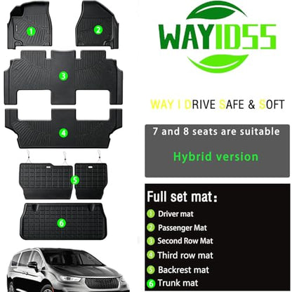 Floor Mats Set for 2017 (2017-2027 Pacifica Hybrid full set mat（Non Fuel）)