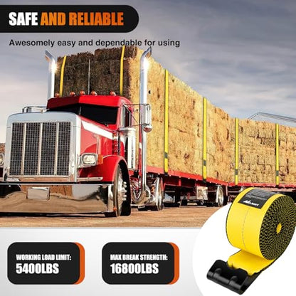 Truck Straps 4" x 30' Heavy Duty Tie Down with Flat Hooks (10Pcs 4in x 30ft Truck Straps Yellow)