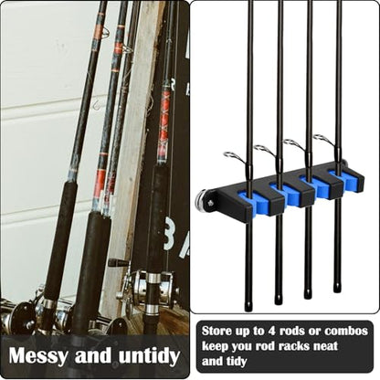 2 Pcs Magnetic Fishing Rod Holder for Car Fishing Pole Rack Vertical Rod Storage Holders for Truck Bed Boat Wall Garage Door (Blue / 4 Rods)
