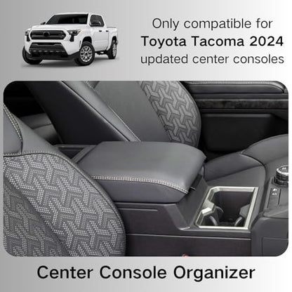3PCS Center Console Organizer Compatible with Toyota Tacoma 2026 2025 2024 Accessories Middle Console Organizer Interior Armrest Insert Tray Hidden Storage Box Secret Compartment (Black 3PCS)