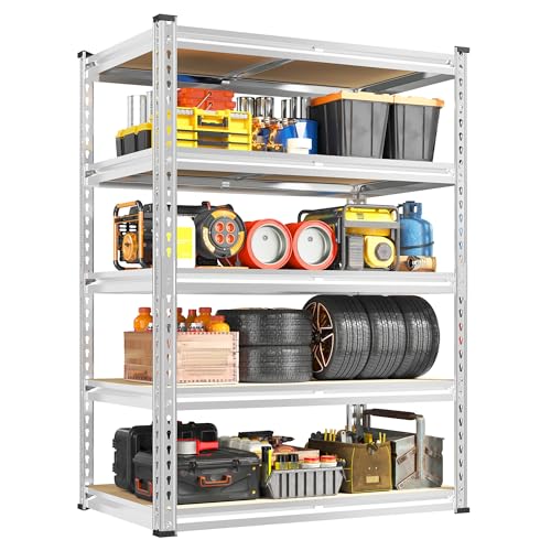 72.05" H Galvanized Garage Shelving for Basement Pantry Closet Shed (35.45" W x 17.72" D x 72.05" H / Sliver)