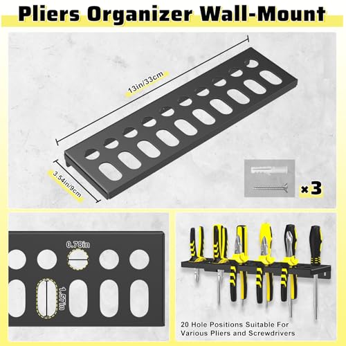 4Pcs Hand Tool Organizers Wall Mount (4 PCS Black)