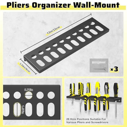 4Pcs Hand Tool Organizers Wall Mount (4 PCS Black)