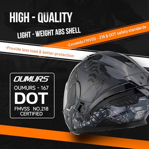 Modular Motorcycle Helmets Full Face Flip up Street Bike Motorcycle Helmet for Unisex Adult Model (Future Gray / XX-Large)