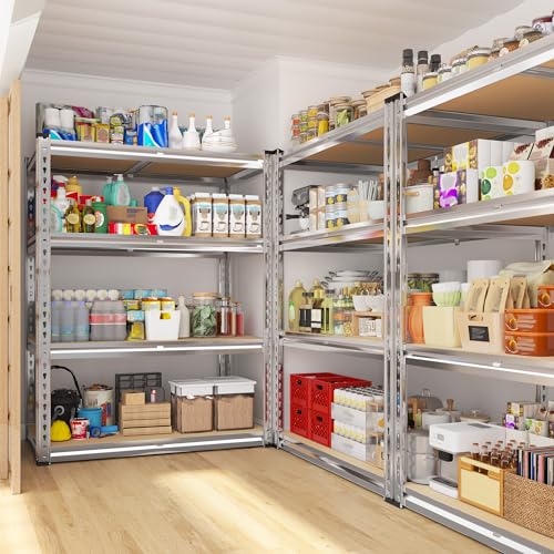 Galvanized Storage Shelves with Rolled Edges for Garage Basement (35.45" W x 17.72" D x 60.05" H / Sliver)