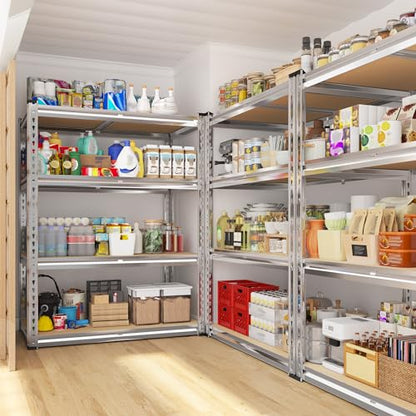 Galvanized Storage Shelves with Rolled Edges for Garage Basement (35.45" W x 17.72" D x 60.05" H / Sliver)
