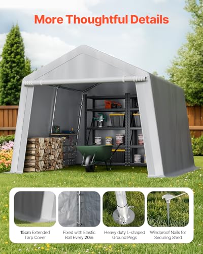 Outdoor Storage Shed (Gray / 10x10x8ft)