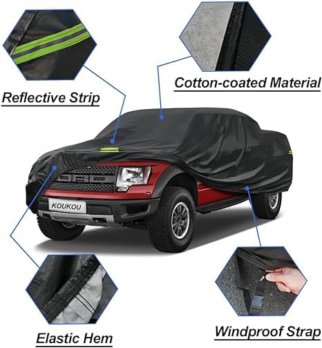 Waterproof Pickup Truck Cover All Weather (Truck M+ up to 220", Max Cab Length 158" / black)